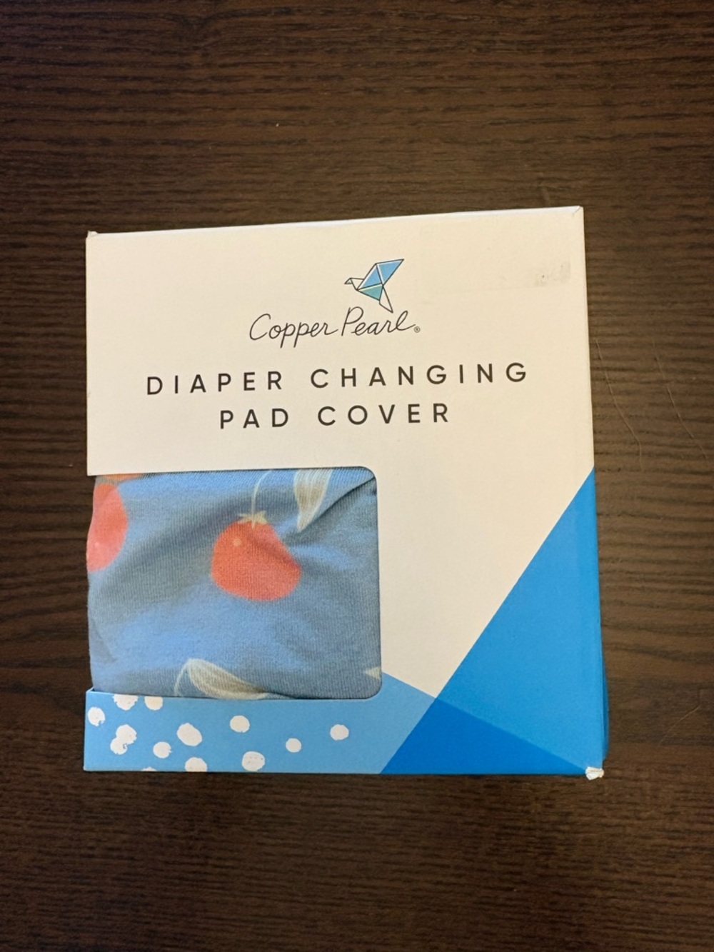 NWT Copper Pearl Diaper Changing Pad Cover - Blue with Clementines Print